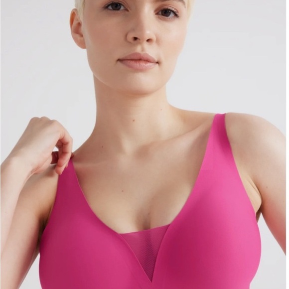 Knix Shadow Mesh T-Shirt Bra Shocking Pink Wireless Size Large - Picture 1 of 5